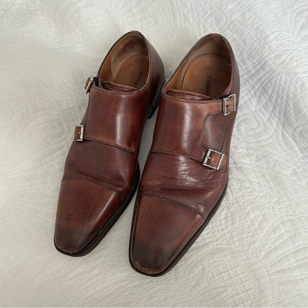 Magnanni Brown **FLAW** Oxfords with Double Monk Strap Sz 10.5